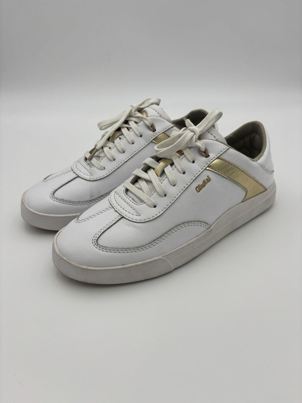 OluKai Ha'upu White Gold Leather Sneakers Size 8 / 38 Convertible Mules